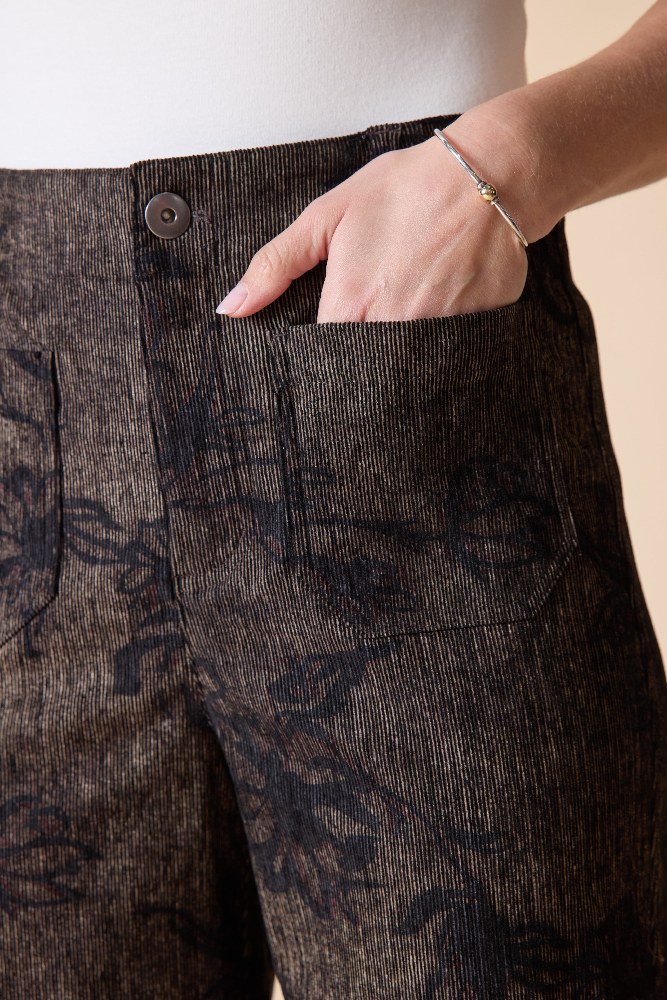 Luxe Cord Patch Pocket Ankle Pant - Umber