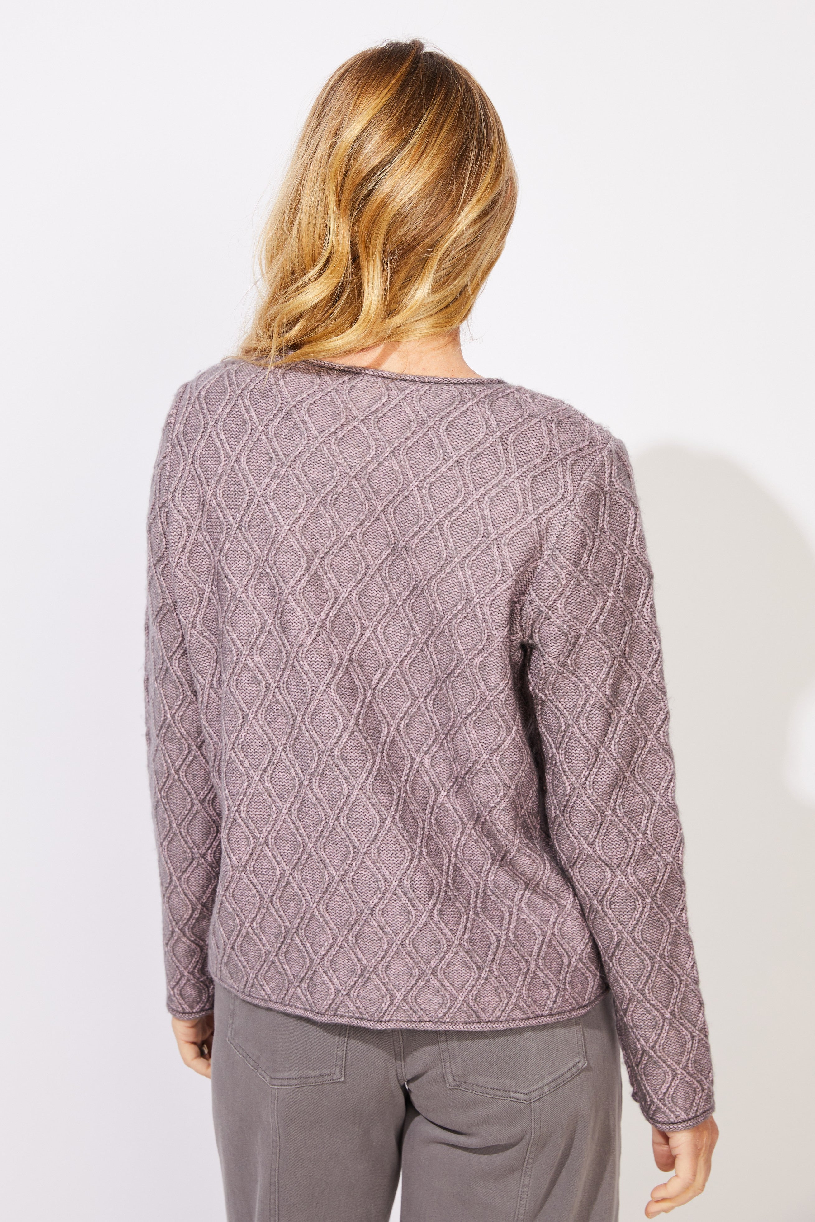 Cozy Diamond Easy Pullover - Rosewater