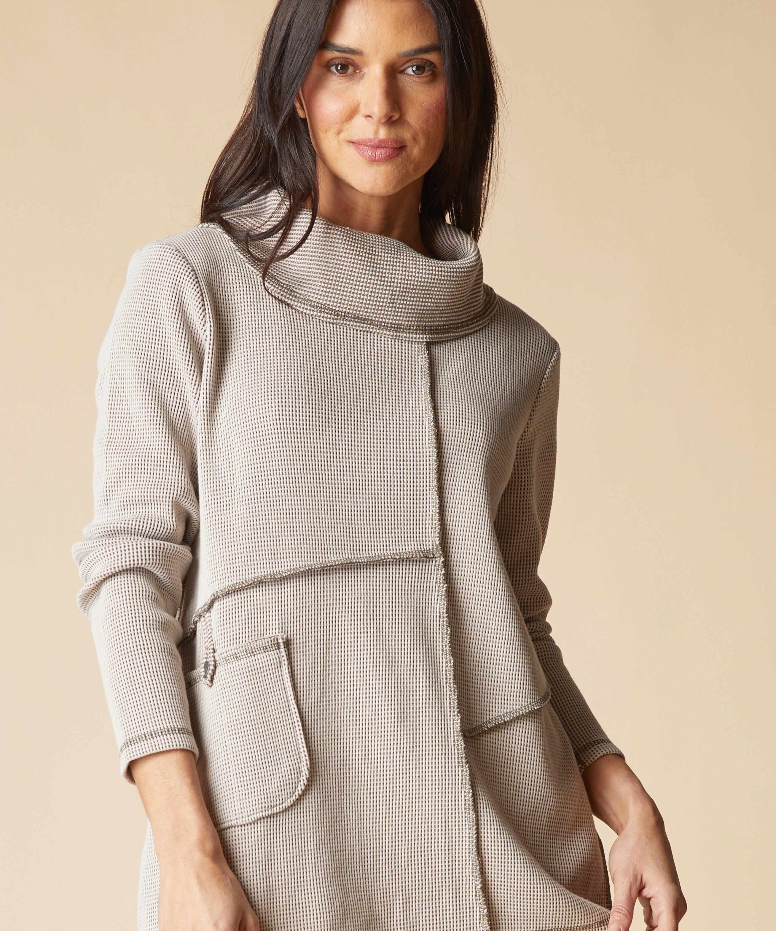 Opposites Attract Contrast Cowl Tunic - Dove