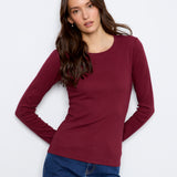 Tencel Rib Long Sleeve Crew Neck - Merlot