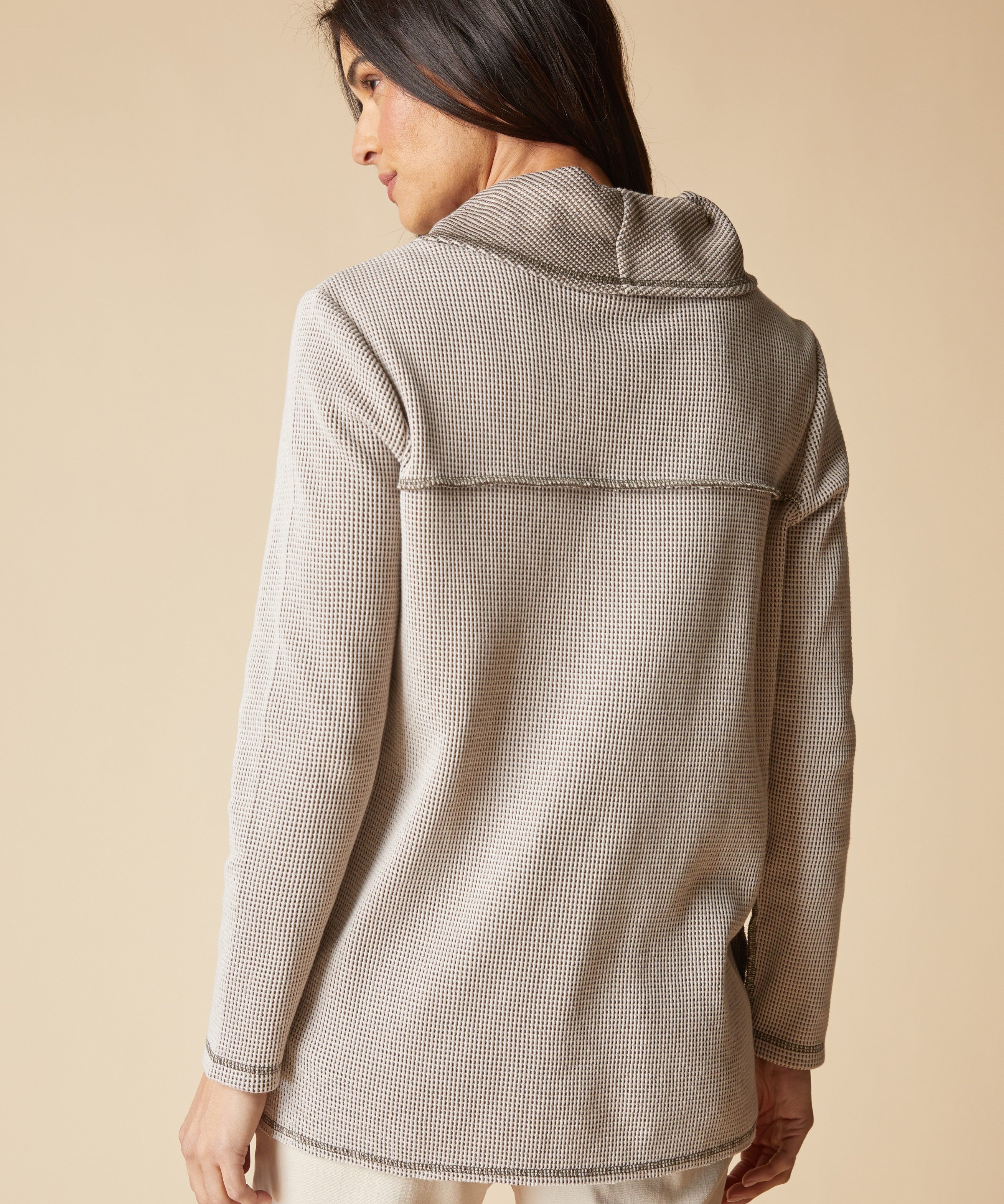 Opposites Attract Contrast Cowl Tunic - Dove