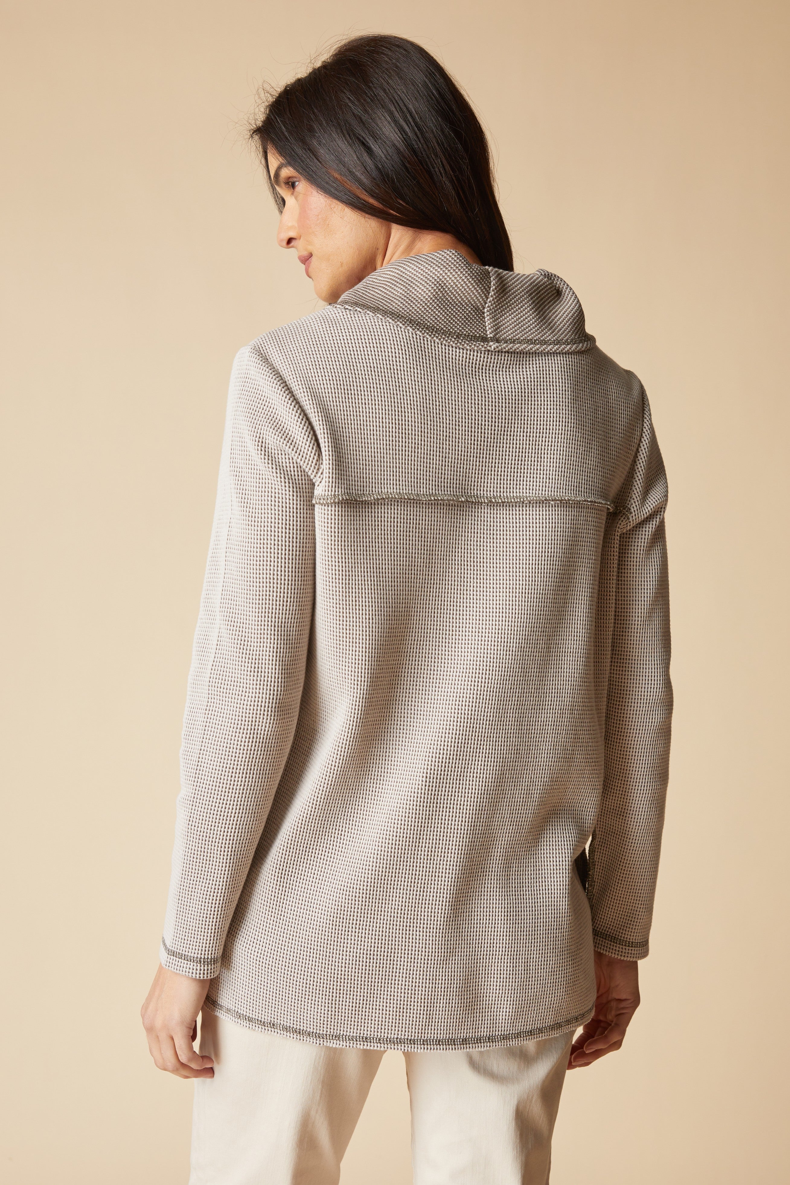 Opposites Attract Contrast Cowl Tunic - Dove