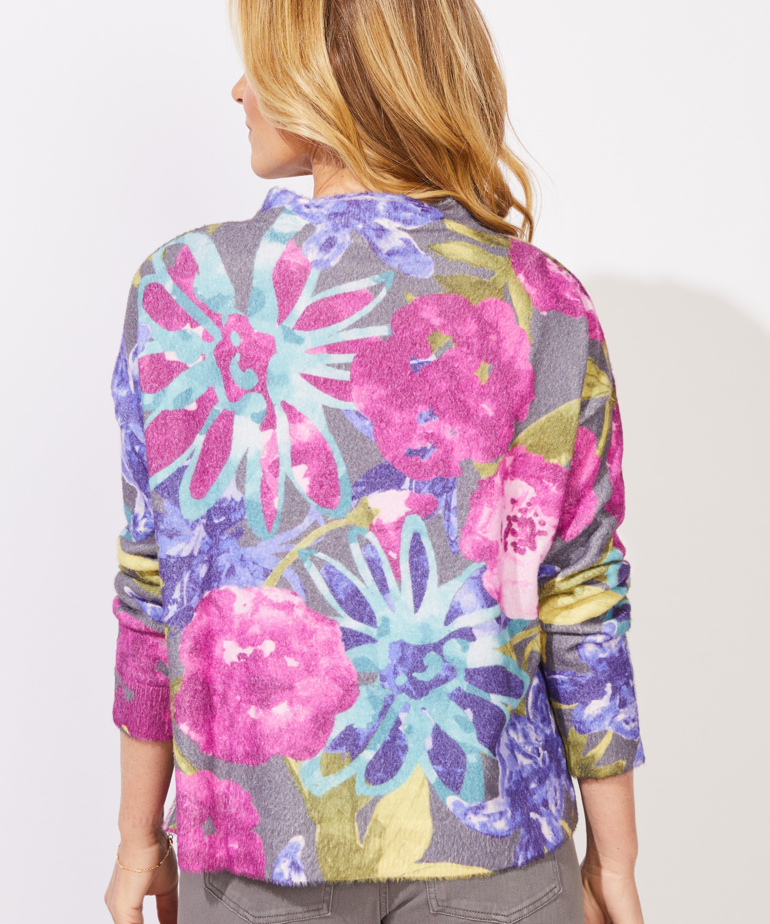 Cozy Bloom Roll Neck Sweater - Multi