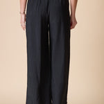 Rayon Jacquard Button-Hem Pant - Black