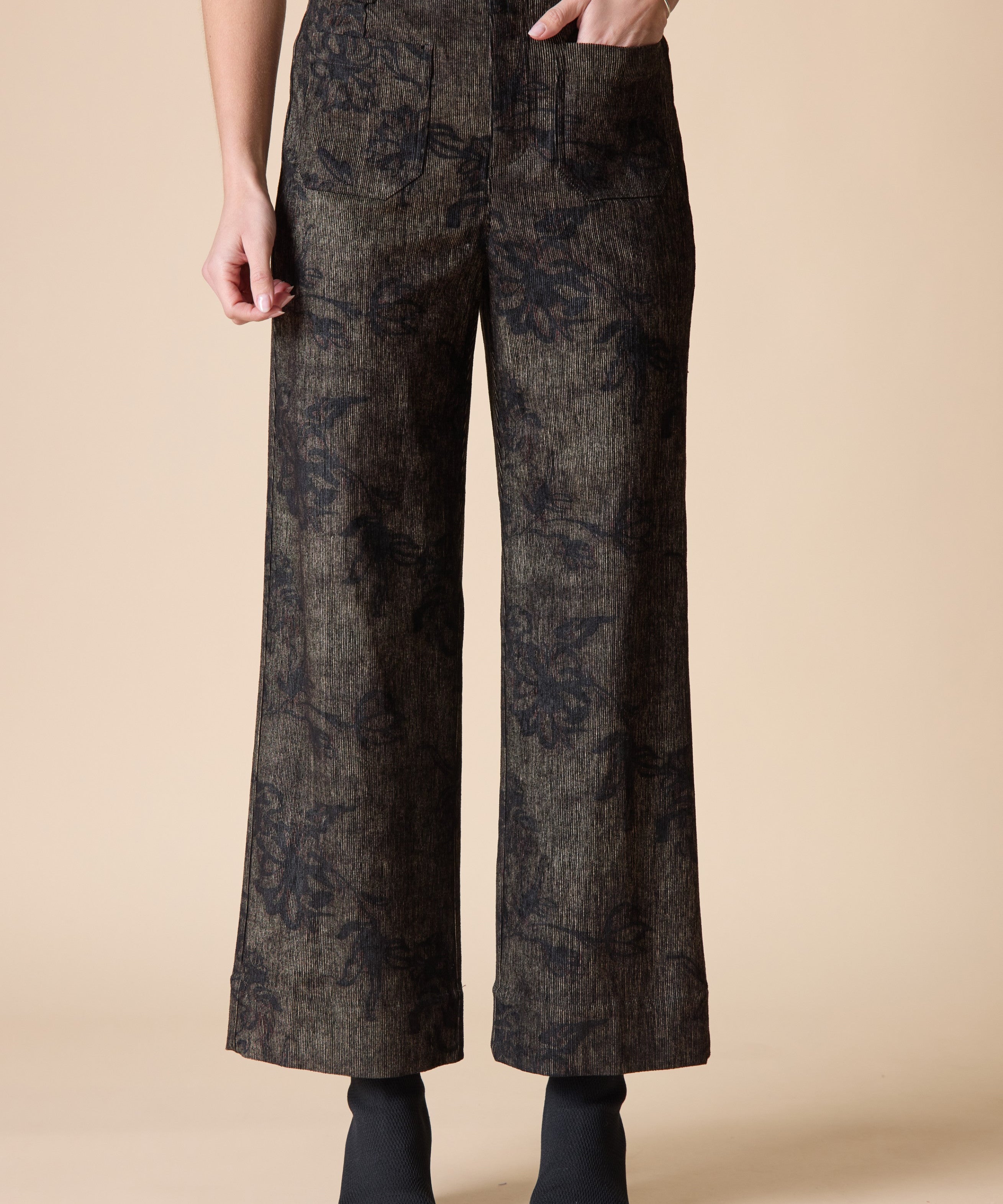 Luxe Cord Patch Pocket Ankle Pant - Umber