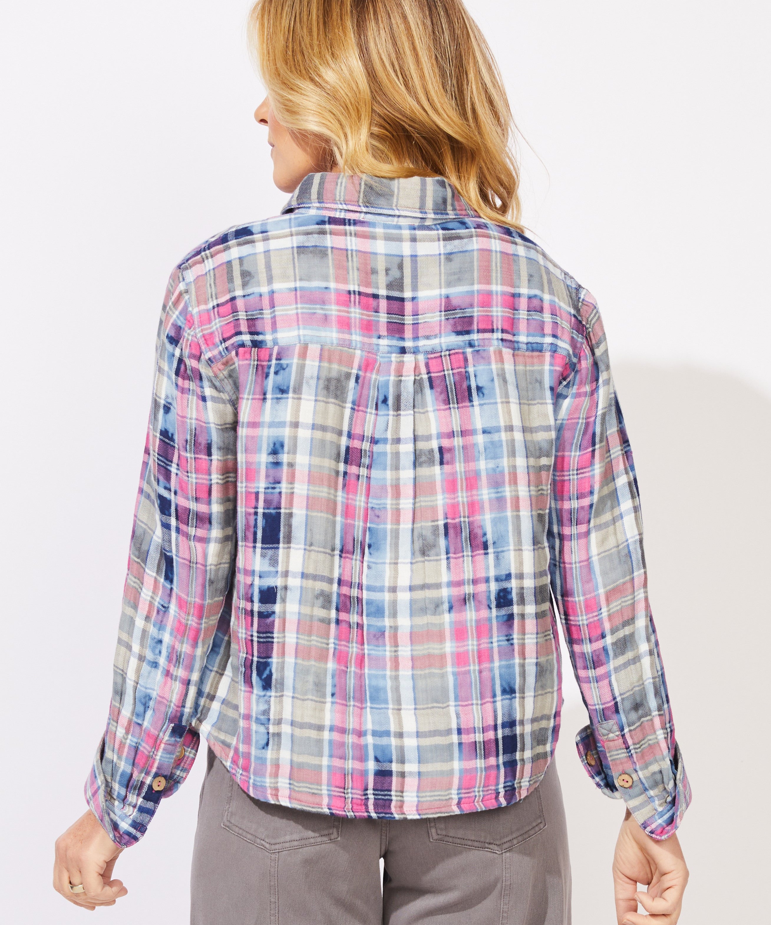 Hazy Plaid Weekend Shirt - Fuchsia