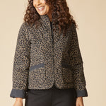Reversible Print Quilt Puffer Coat - Black