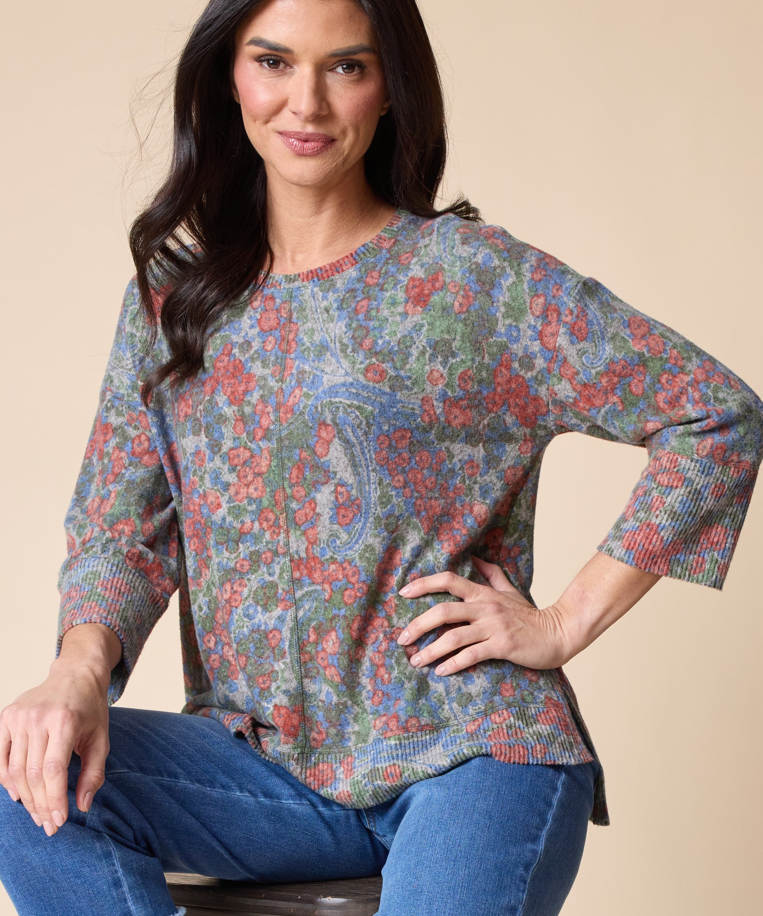 Super Soft Fleece Boxy Crew - Fern