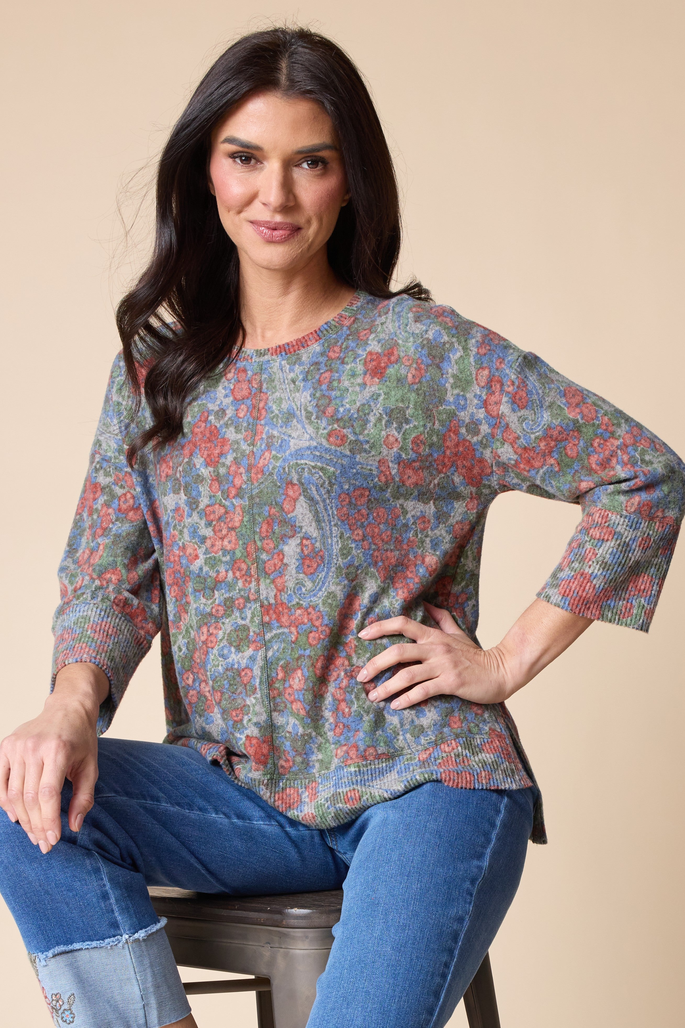 Super Soft Fleece Boxy Crew - Fern