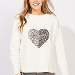 Destination Fleece Heart Pullover - Pearl
