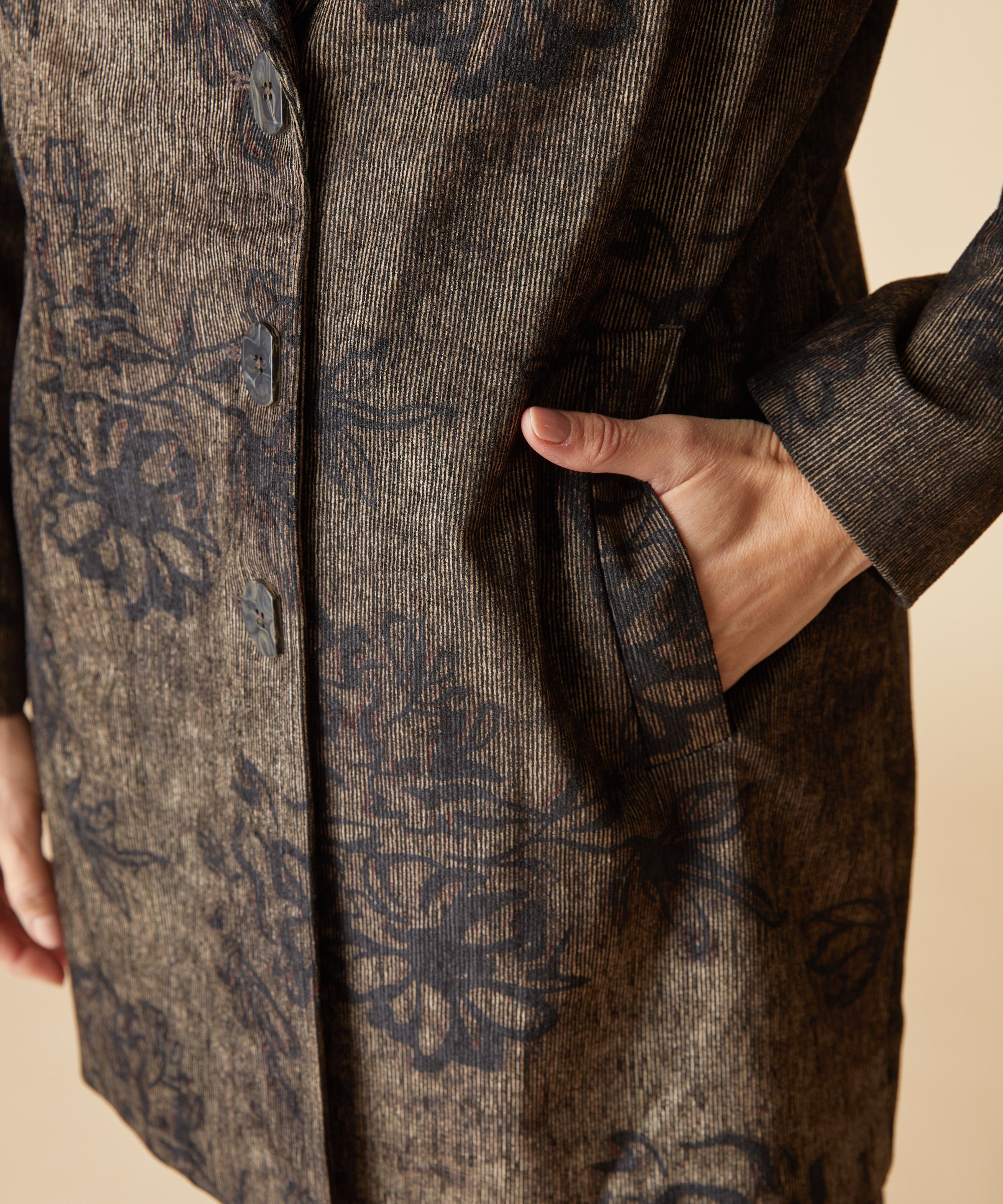 Luxe Cord Paris Car Coat - Umber