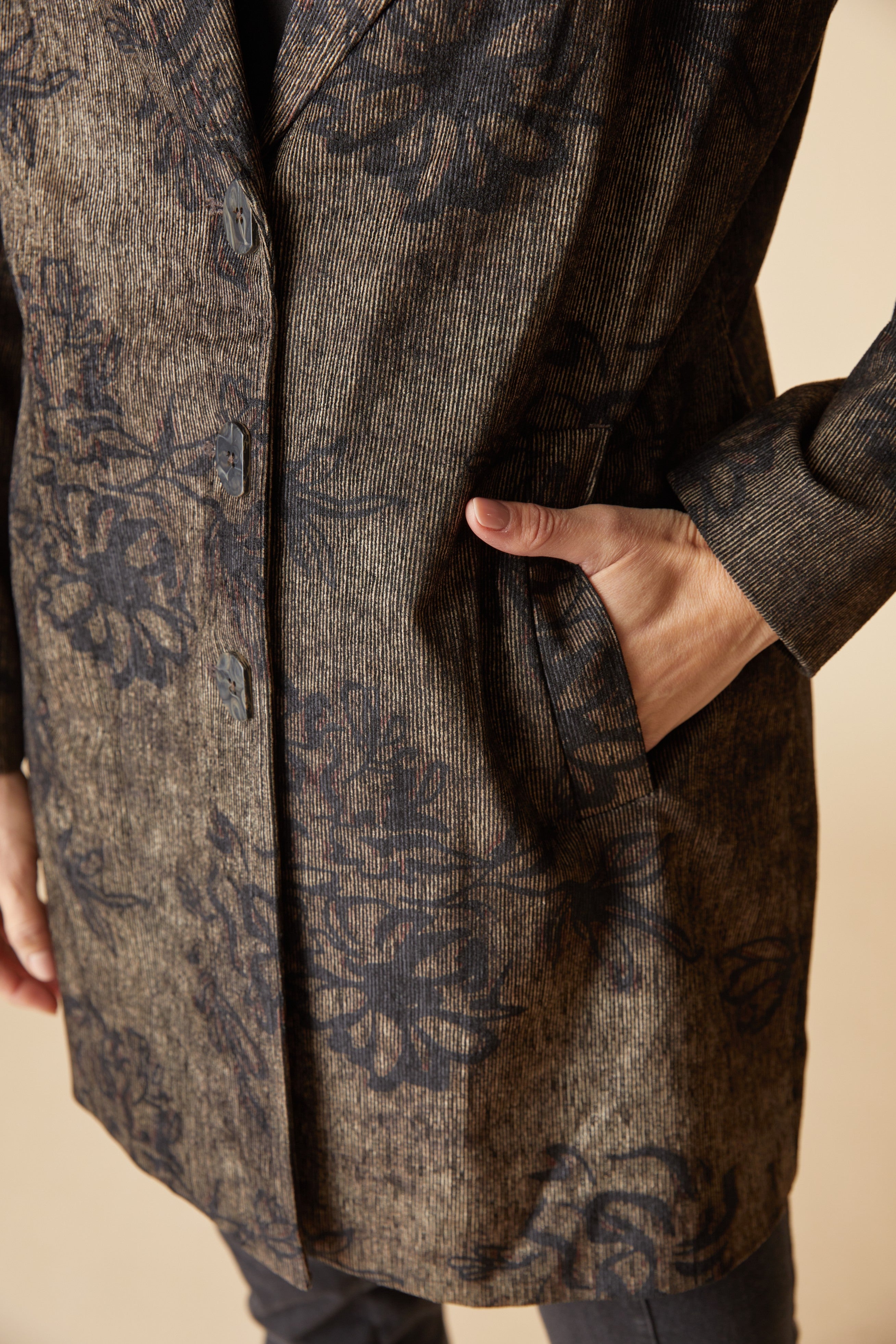 Luxe Cord Paris Car Coat - Umber