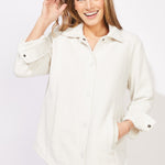 Heather Fleece Shacket - Pearl