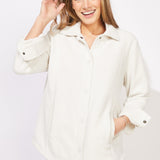 Heather Fleece Shacket - Pearl