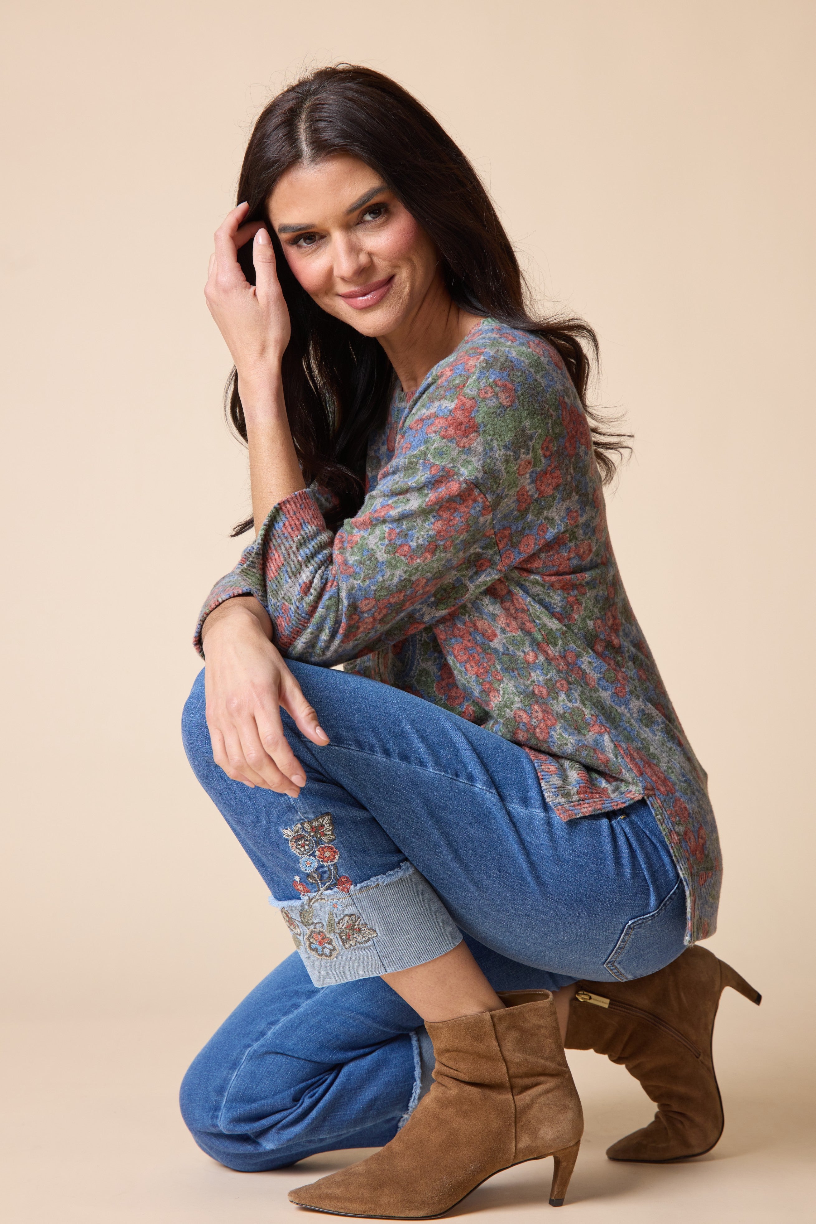 Super Soft Fleece Boxy Crew - Fern