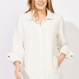 Heather Fleece Shacket - Pearl