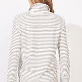 Verona Stripe Primo Split Neck - Pearl