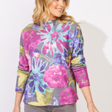 Cozy Bloom Roll Neck Sweater - Multi