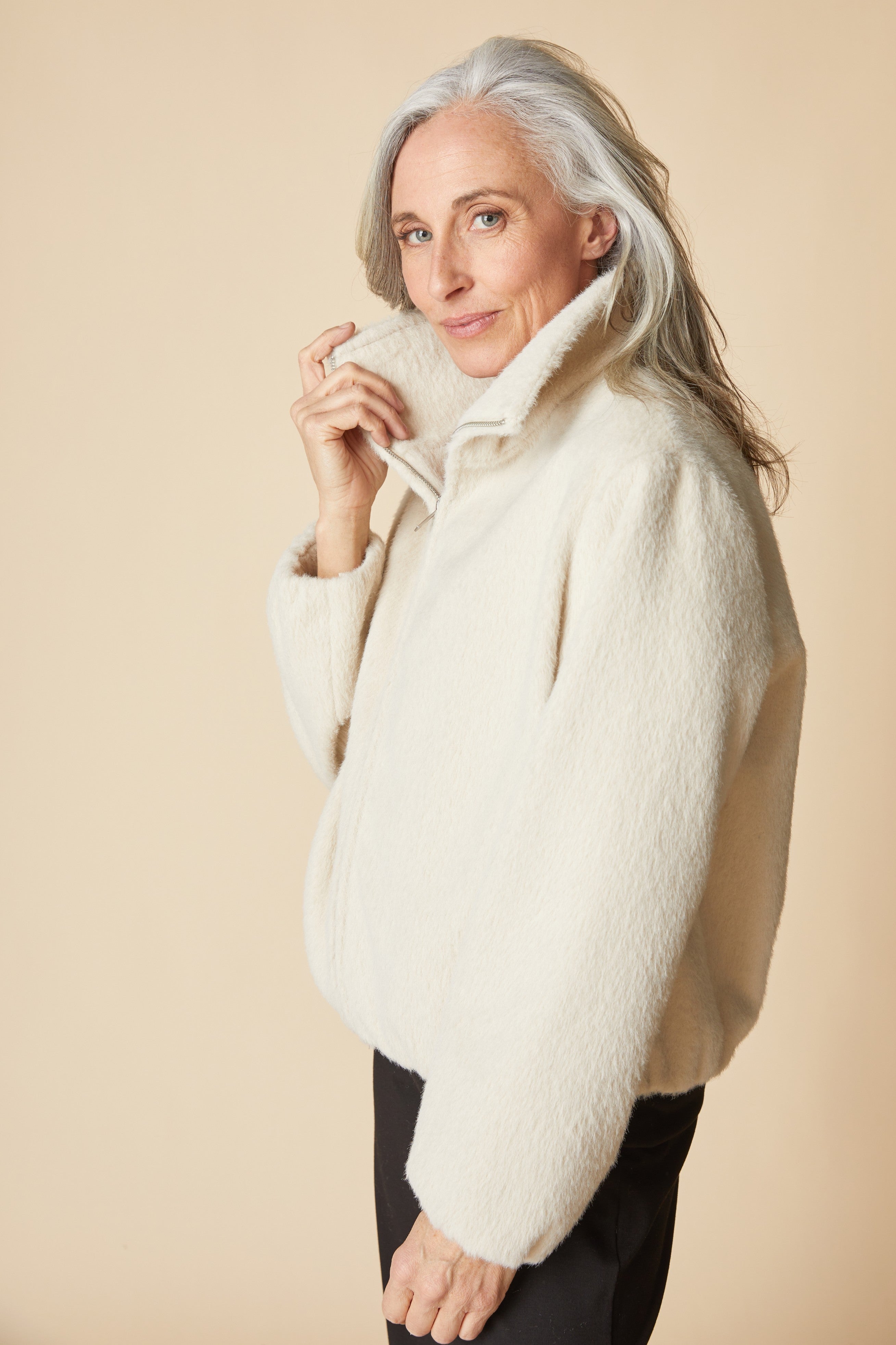 Faux Fur Cocoon Jacket