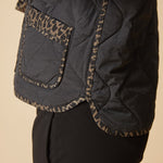 Reversible Print Quilt Puffer Coat - Black