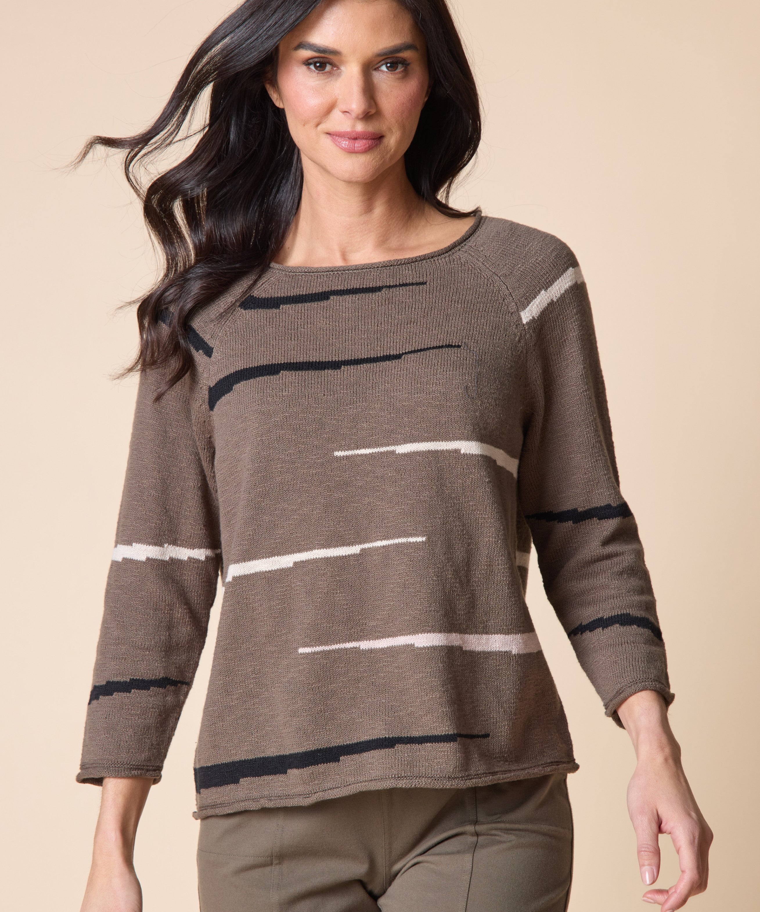 Autumn Cotton Raglan Pullover - Umber