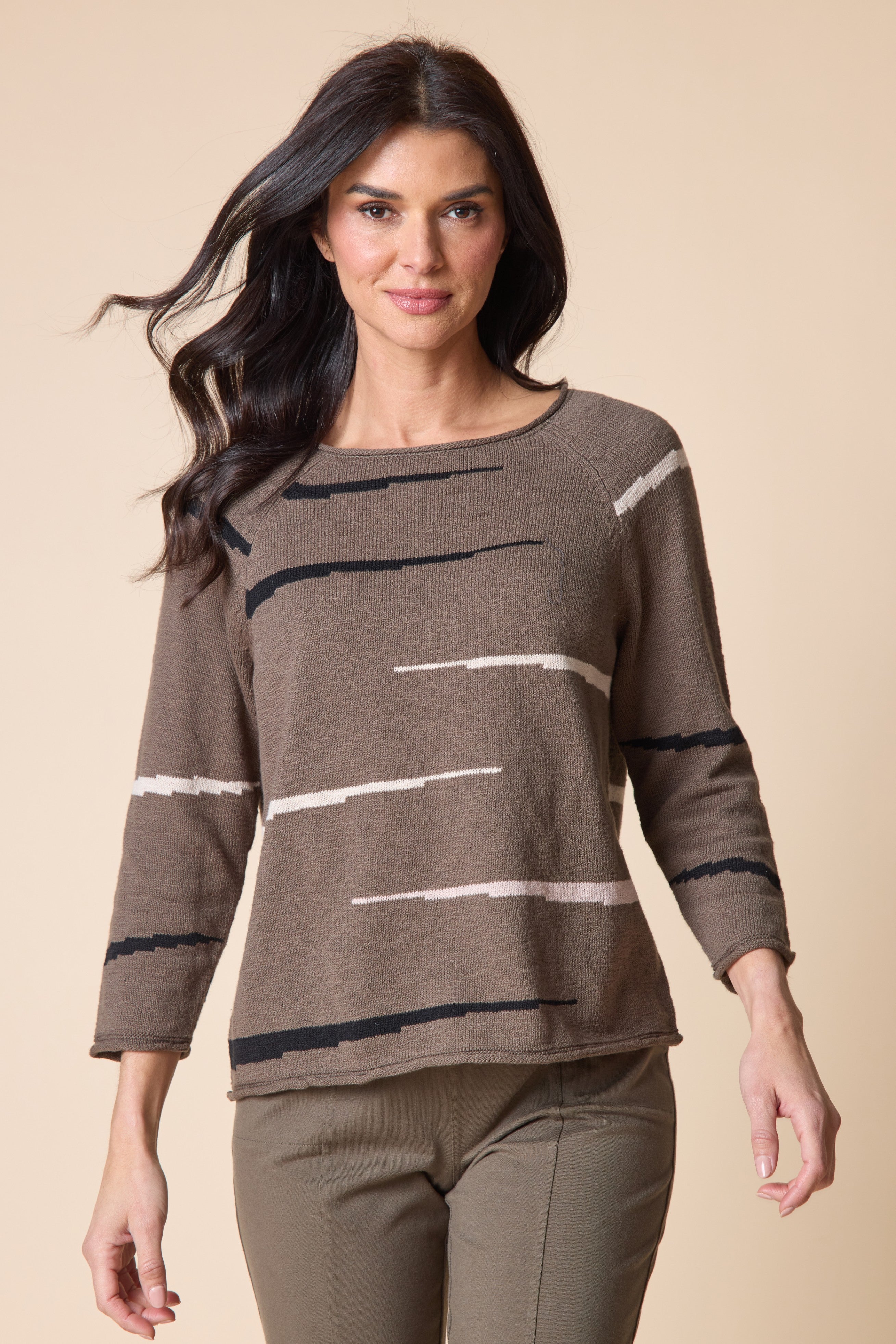 Autumn Cotton Raglan Pullover - Umber