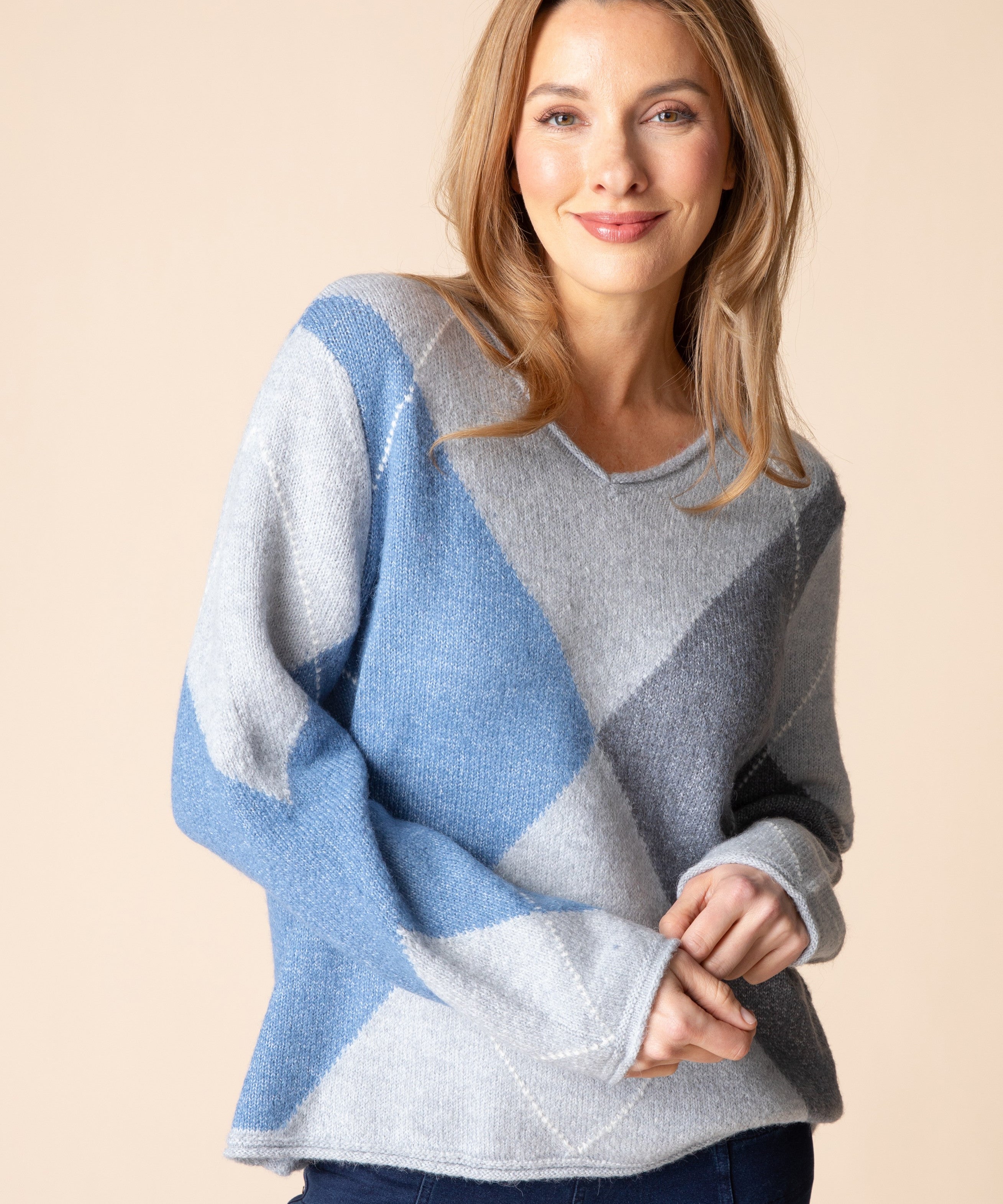 Alpine Argyle Pullover - Mist