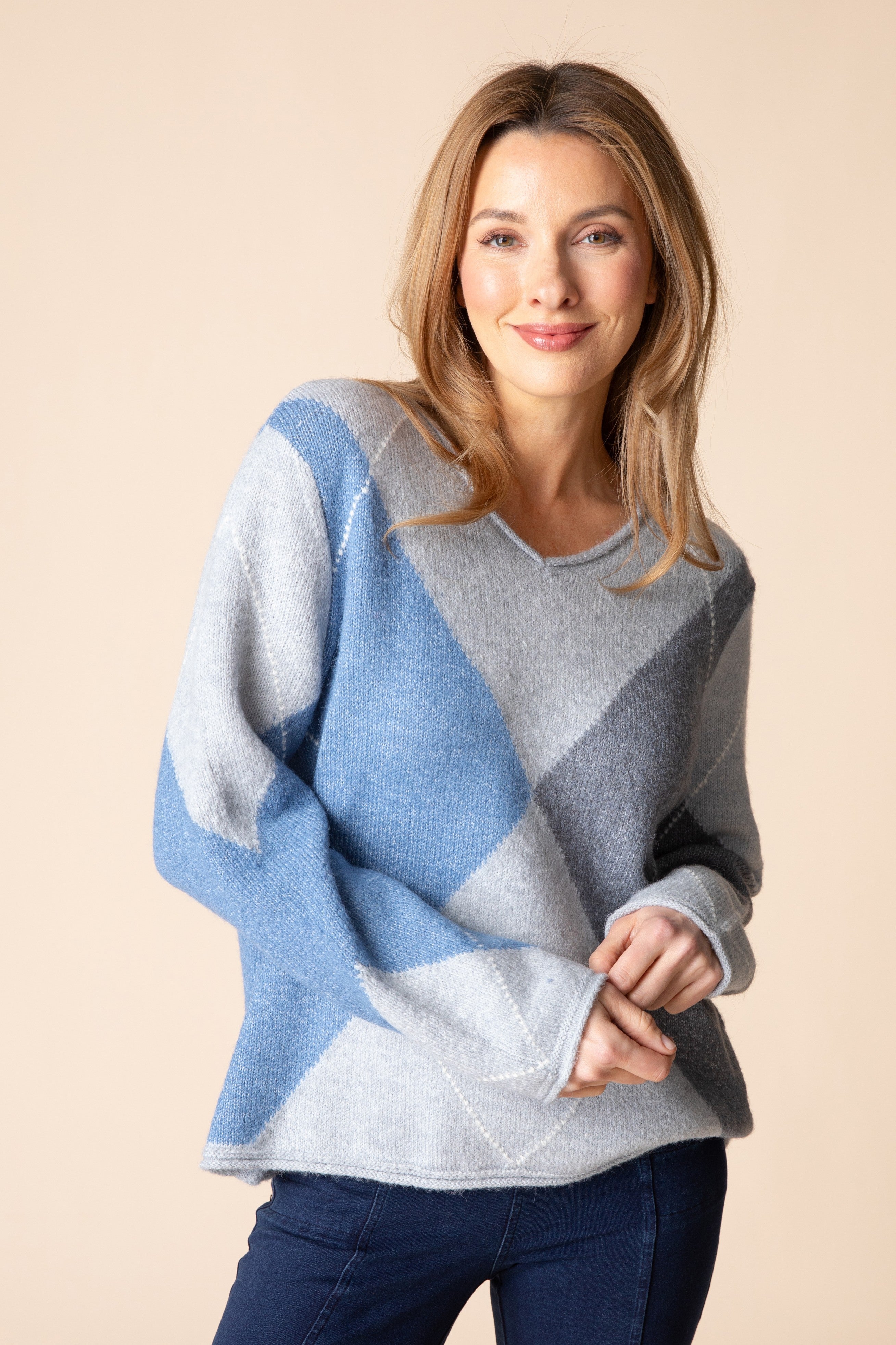 Alpine Argyle Pullover - Mist