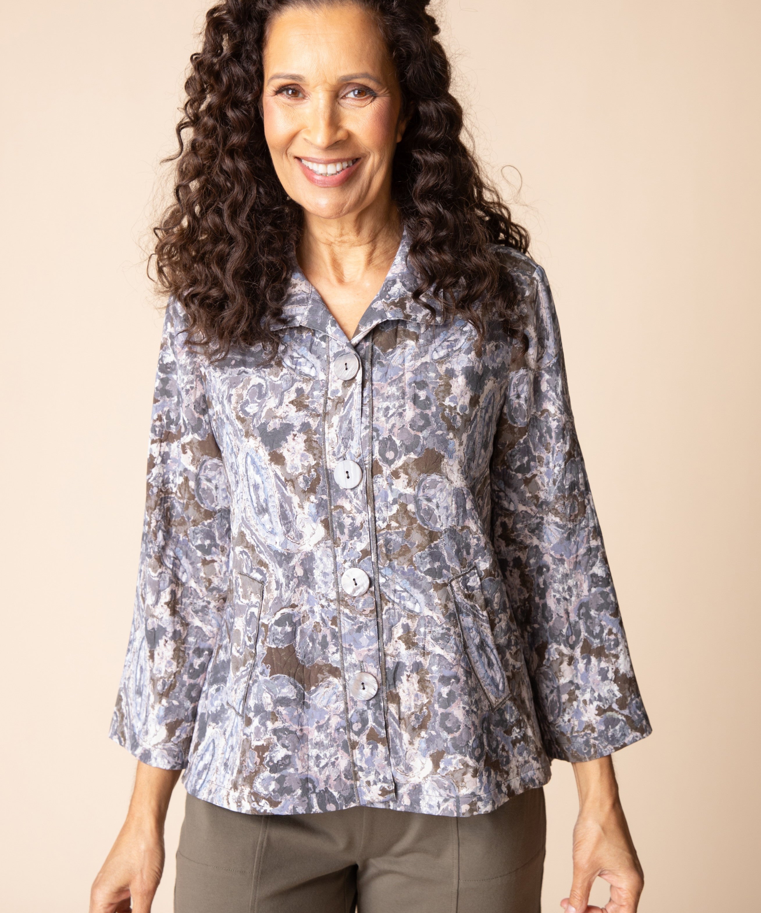 Destination Unknown Floral Pleat Back Jacket - Java