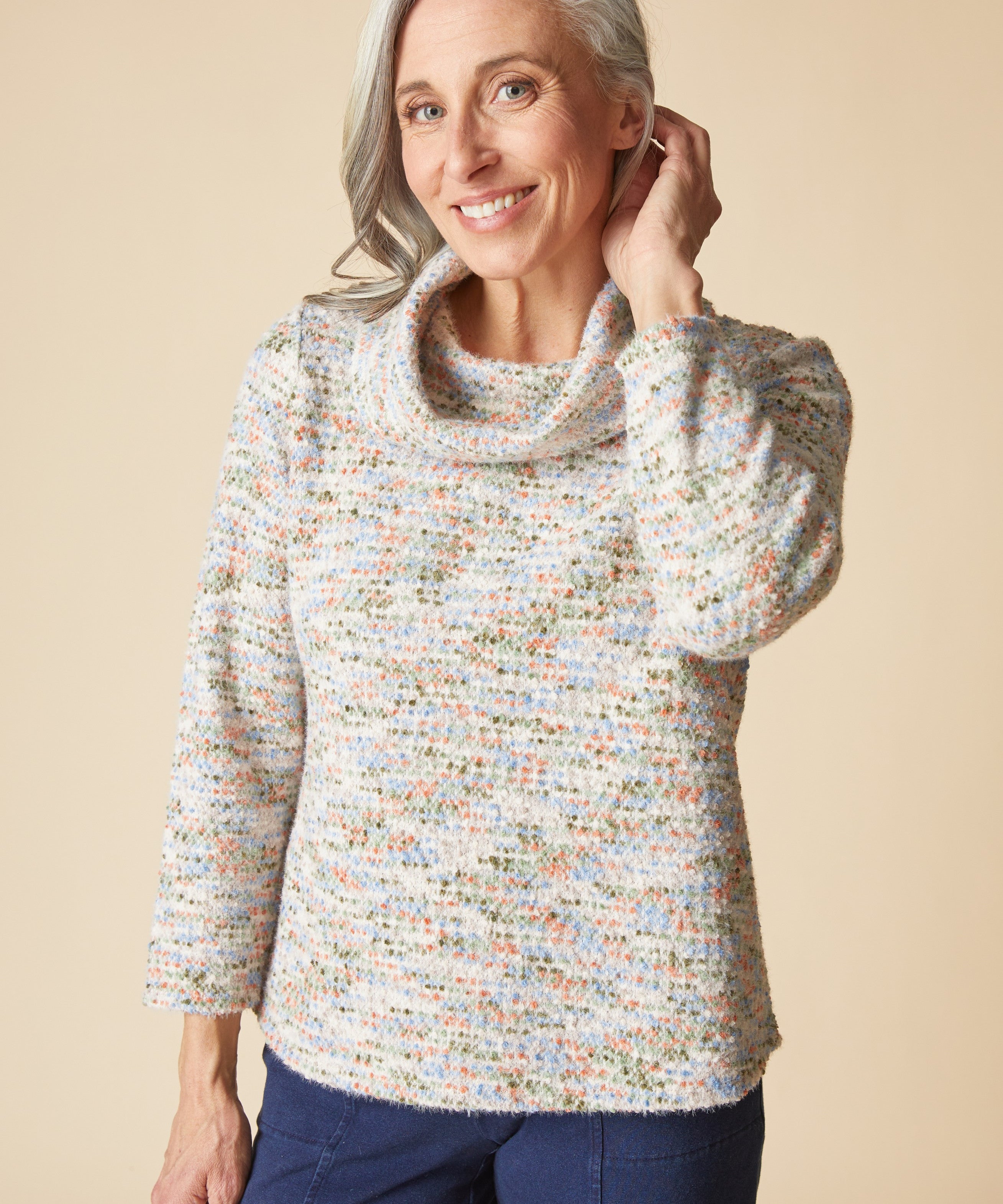 Soft Speckle Speckled Cowl Top - Dove