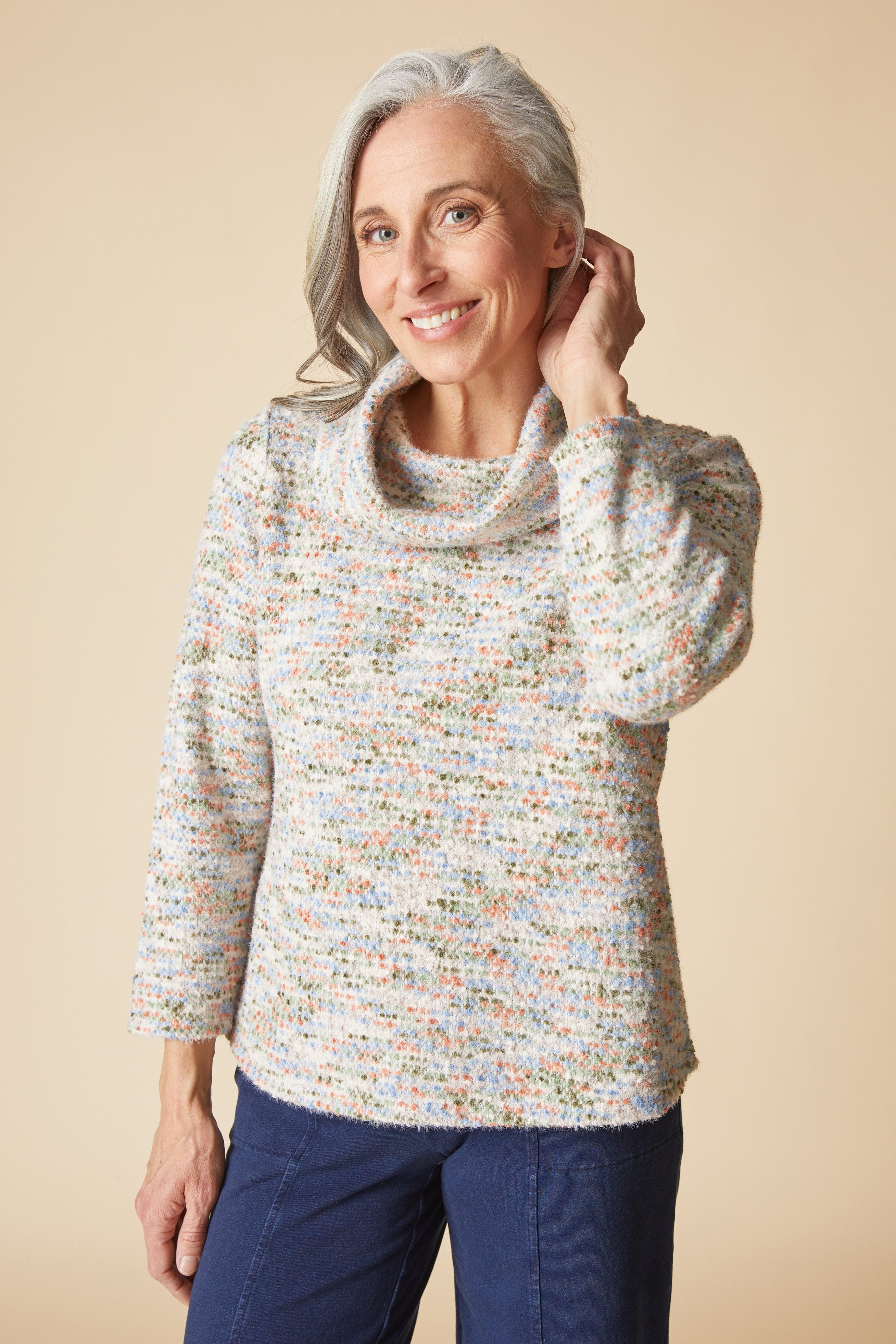 Soft Speckle Speckled Cowl Top - Dove