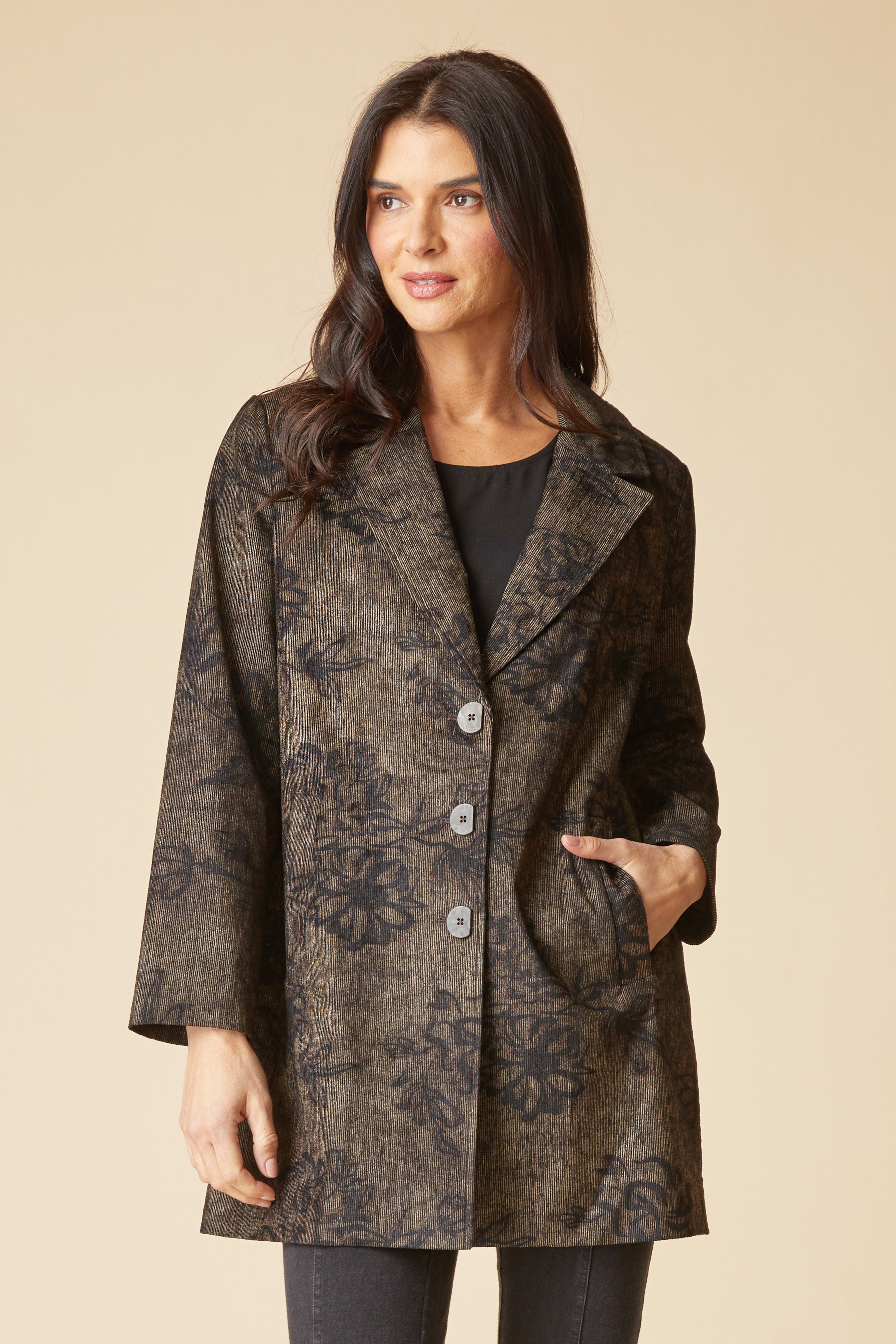 Luxe Cord Paris Car Coat - Umber