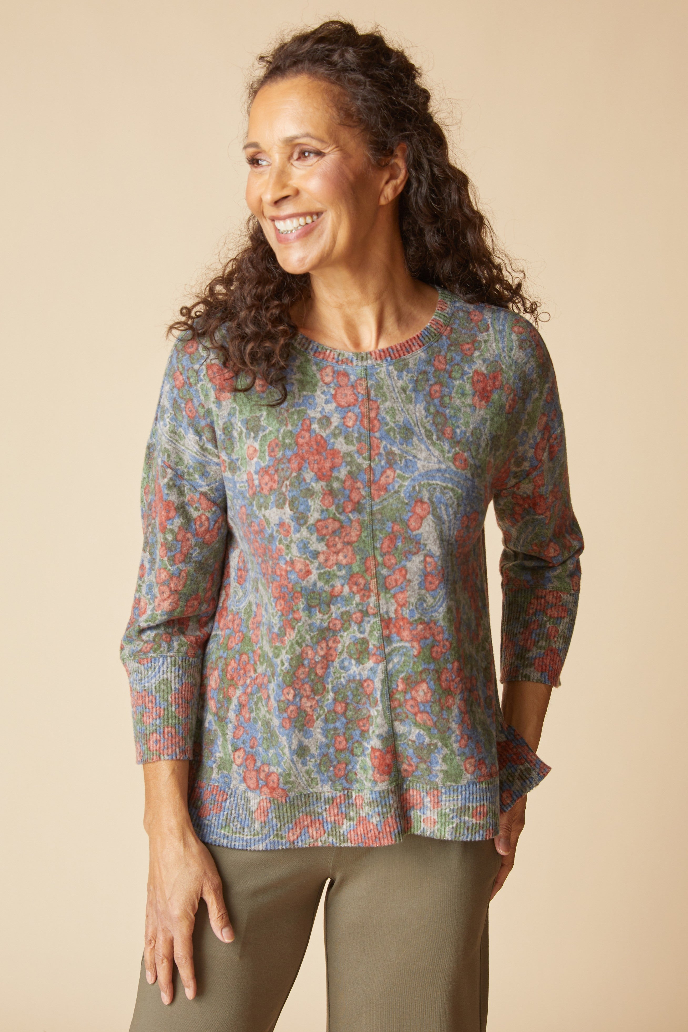 Super Soft Fleece Boxy Crew - Fern