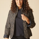 Reversible Print Quilt Puffer Coat - Black