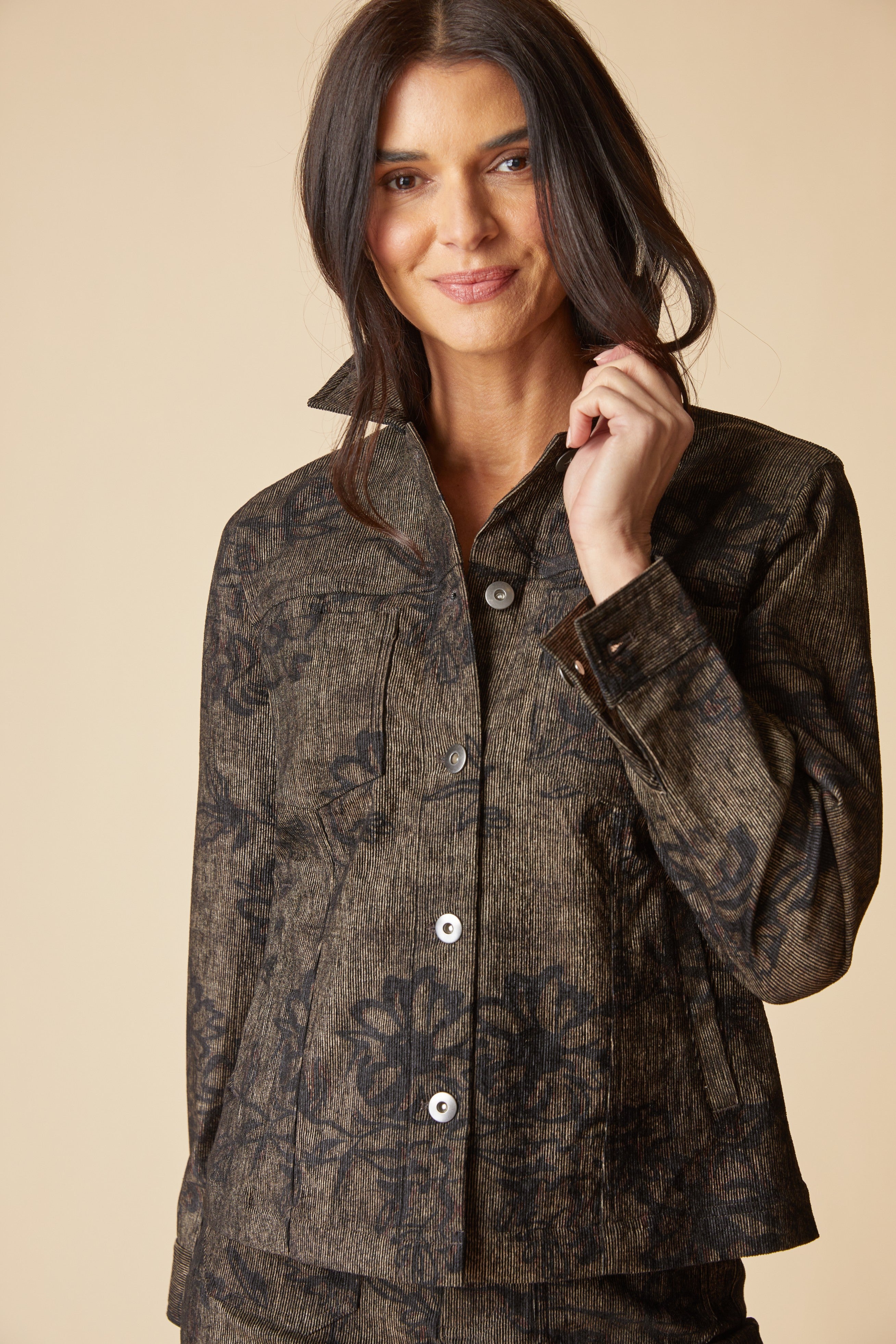 Luxe Cord Boyfriend Jacket - Umber