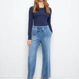 Knit Denim Wide Leg Jogger Pants