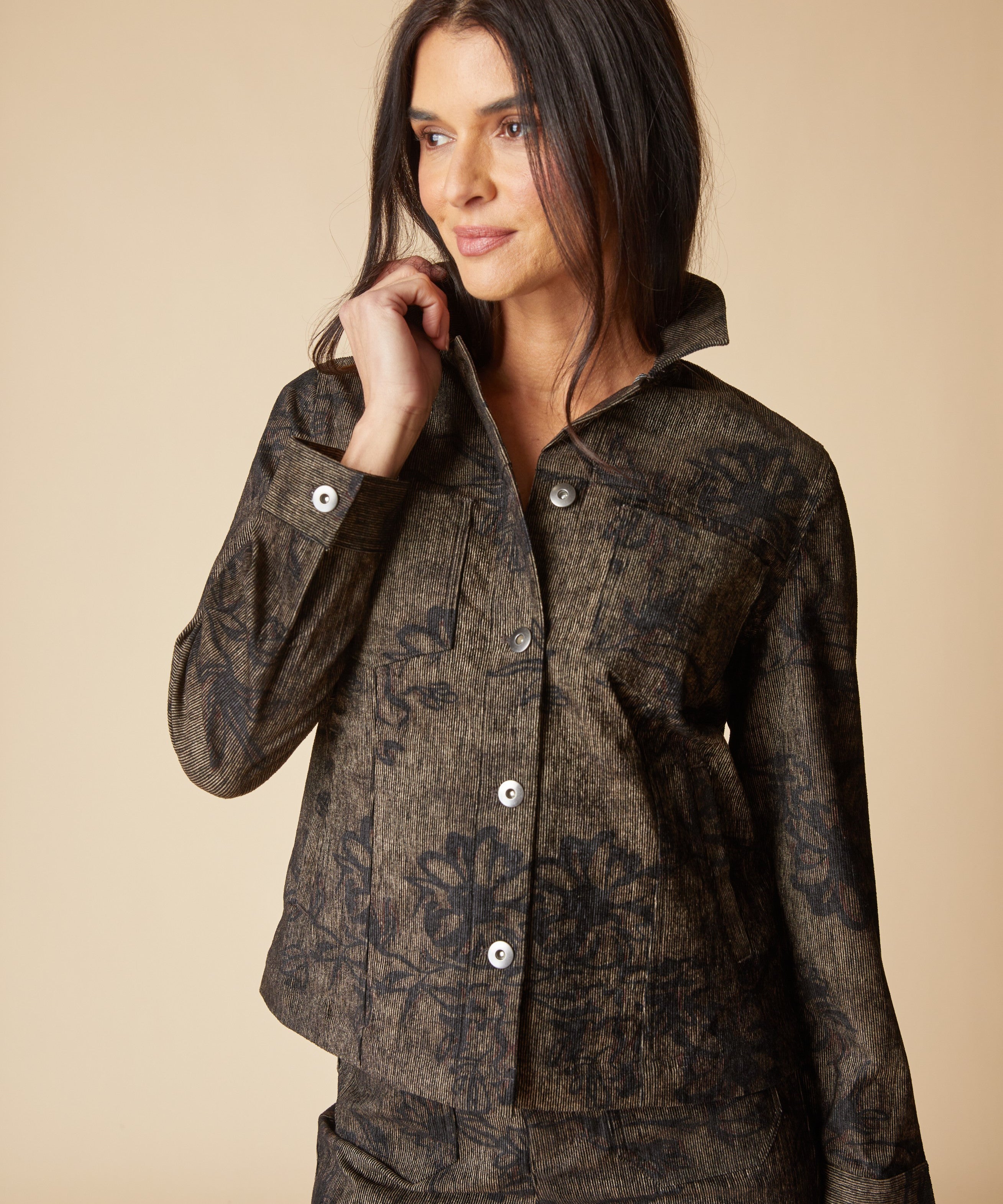 Luxe Cord Boyfriend Jacket - Umber