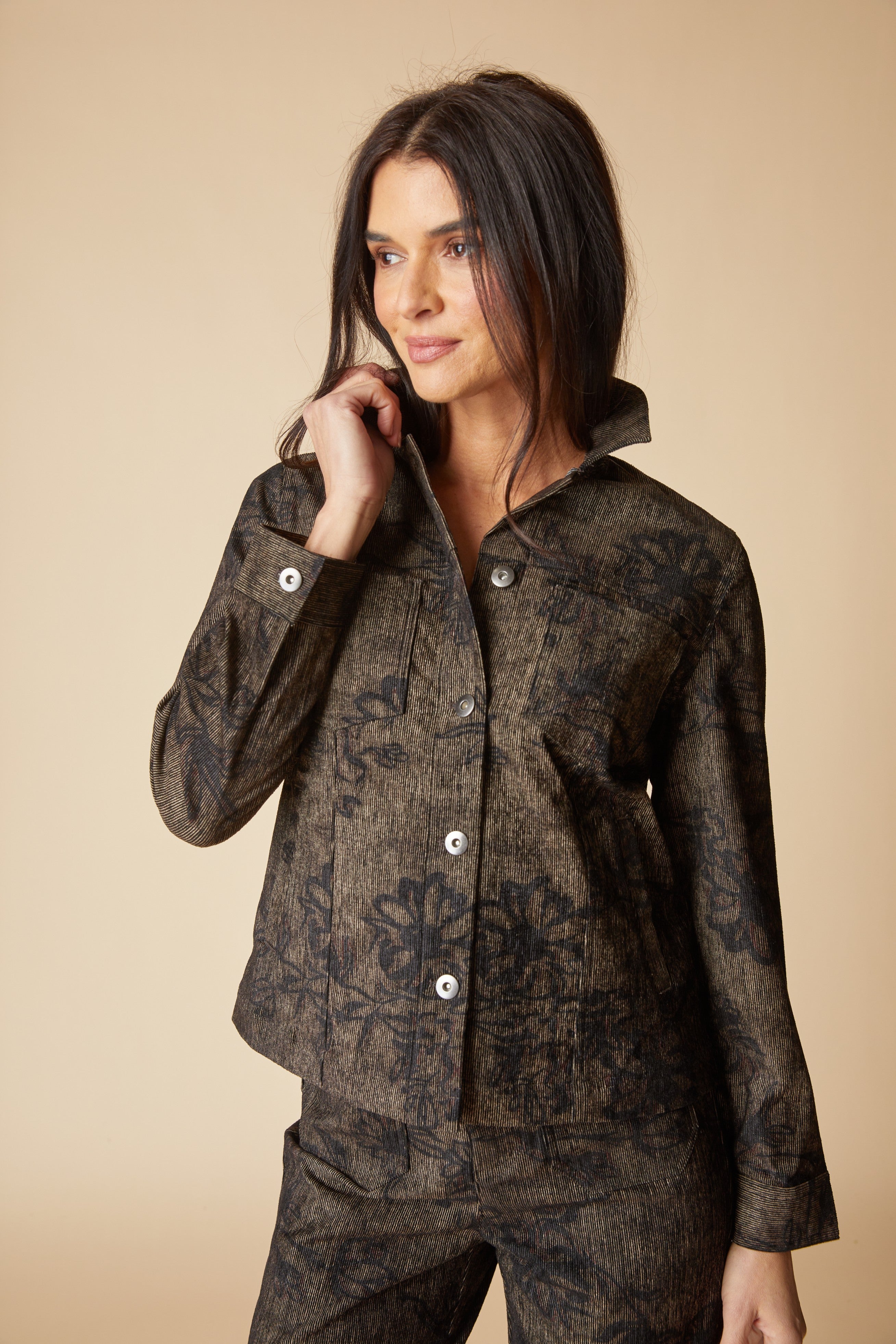 Luxe Cord Boyfriend Jacket - Umber