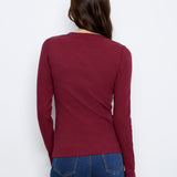 Tencel Rib Long Sleeve Crew Neck - Merlot