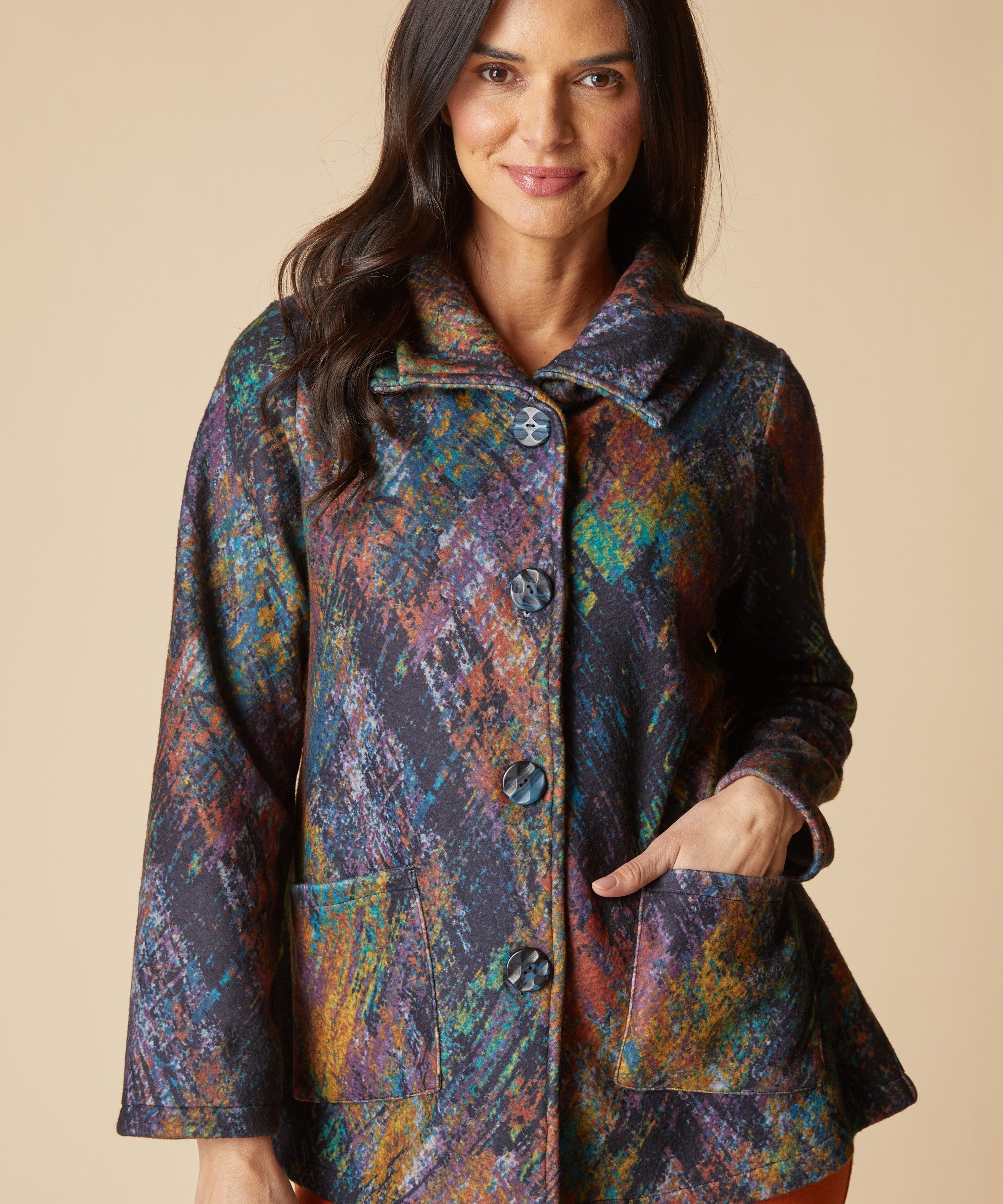 Sunset Fleece Swing Coat - Multi