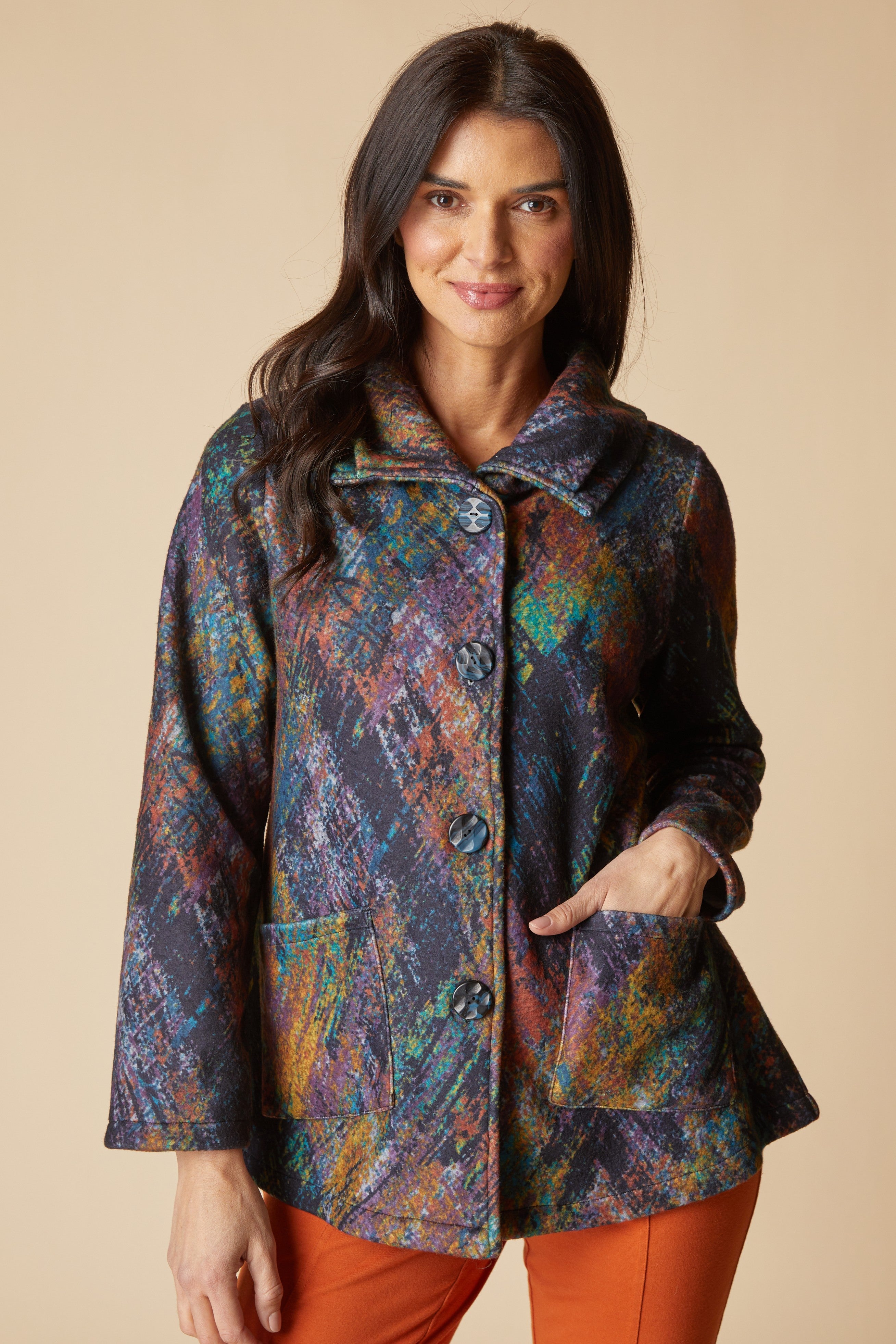 Sunset Fleece Swing Coat - Multi