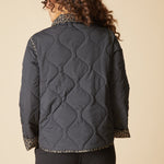 Reversible Print Quilt Puffer Coat - Black