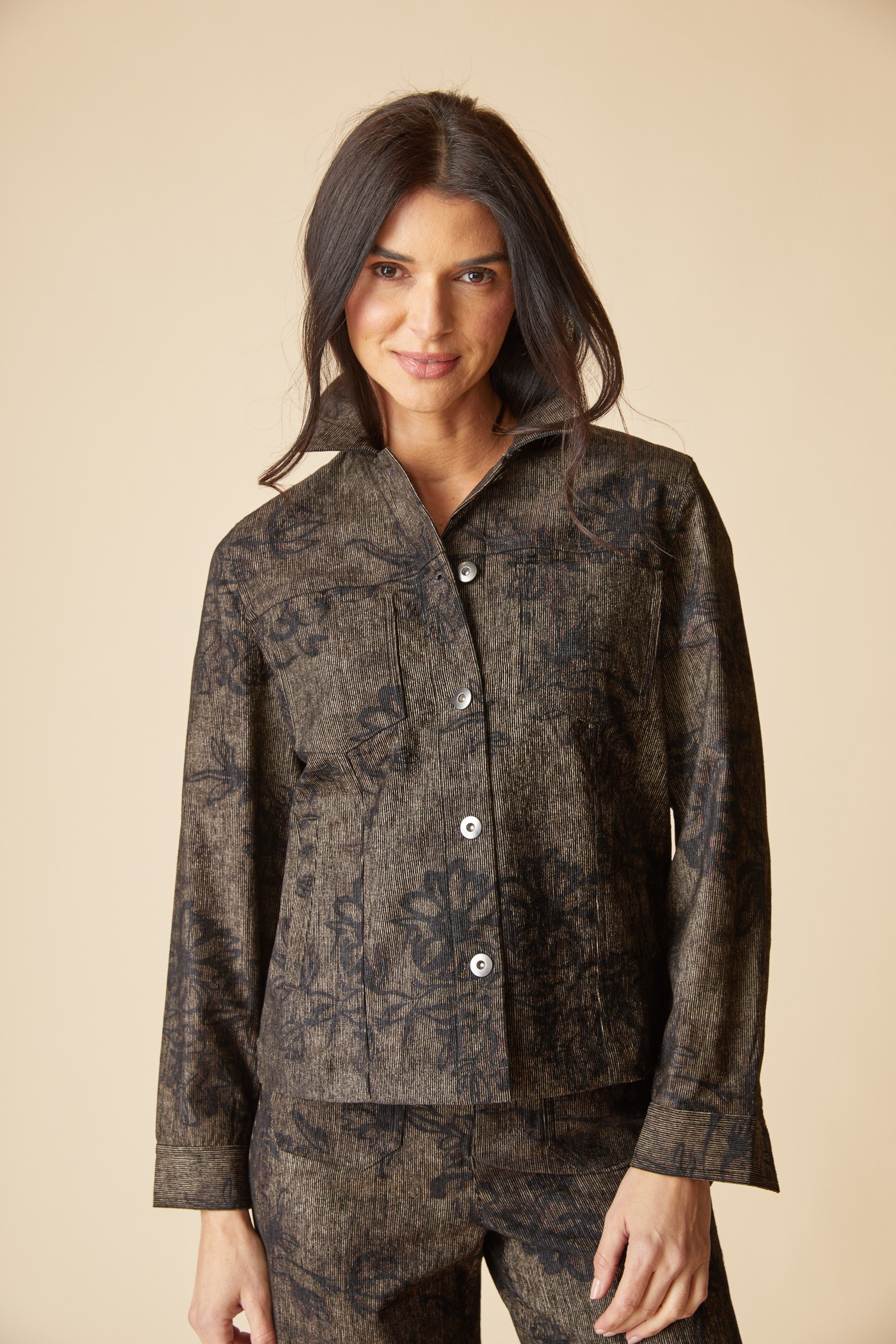 Luxe Cord Boyfriend Jacket - Umber