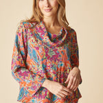 Destination Unknown Floral Drape Collar Top - Burnt Sienna