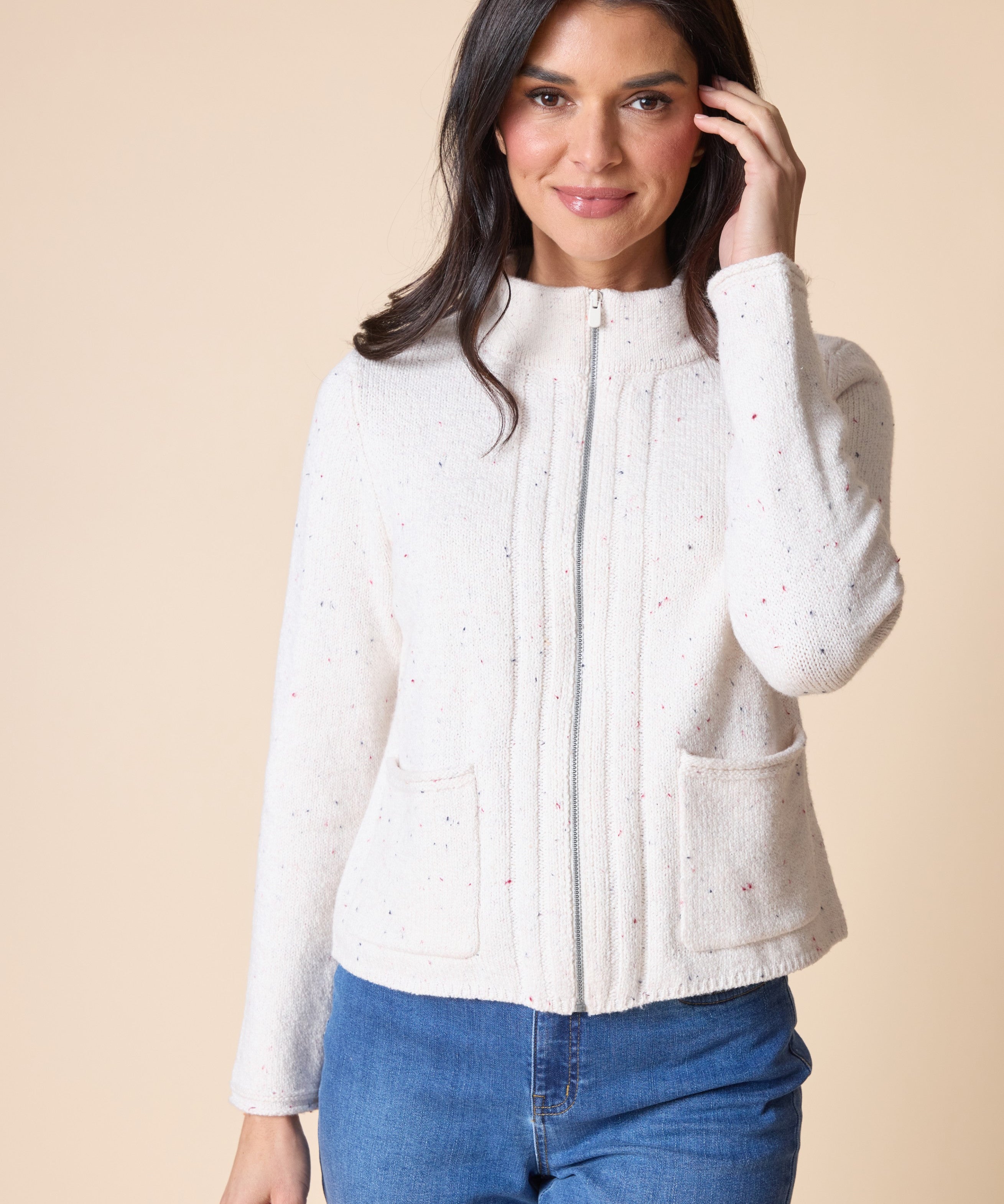 Harvest Tweed Birchwood Cardi - Winter White