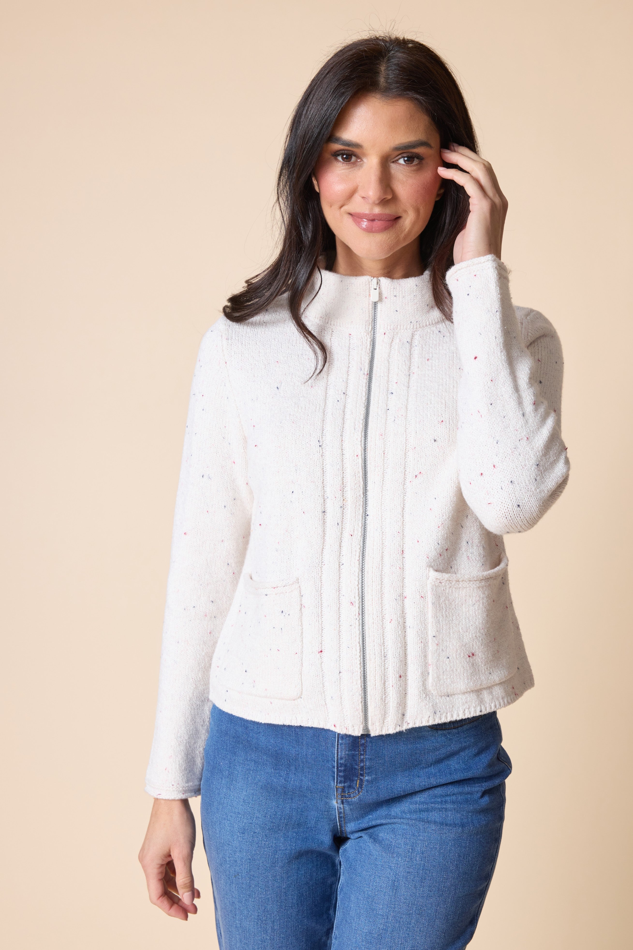 Harvest Tweed Birchwood Cardi - Winter White