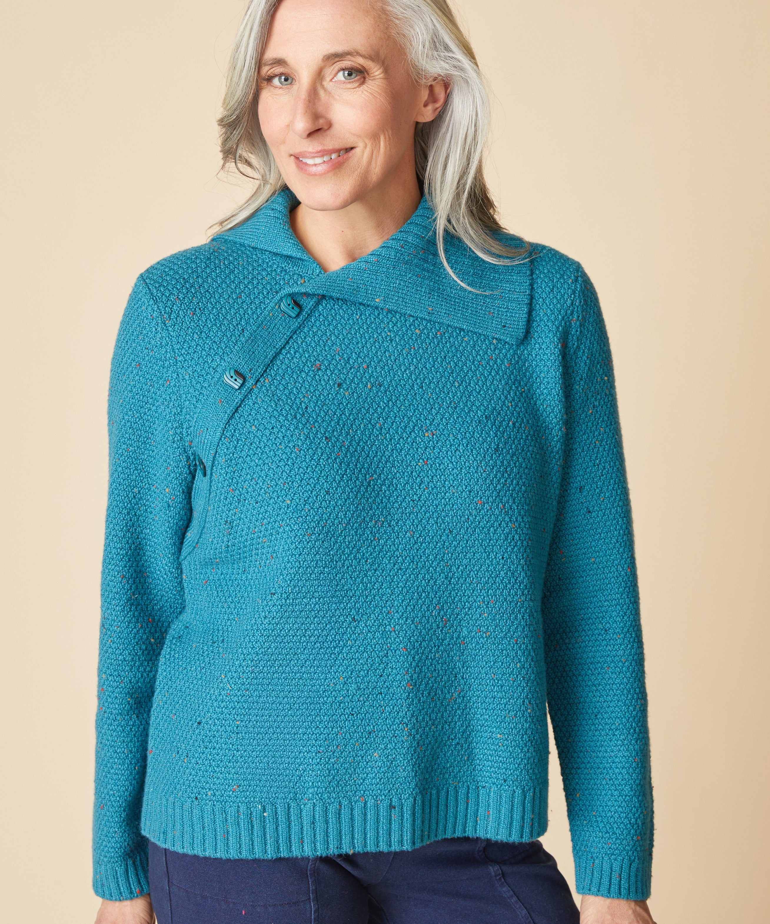 Harvest Tweed Aspen Pullover - Teal