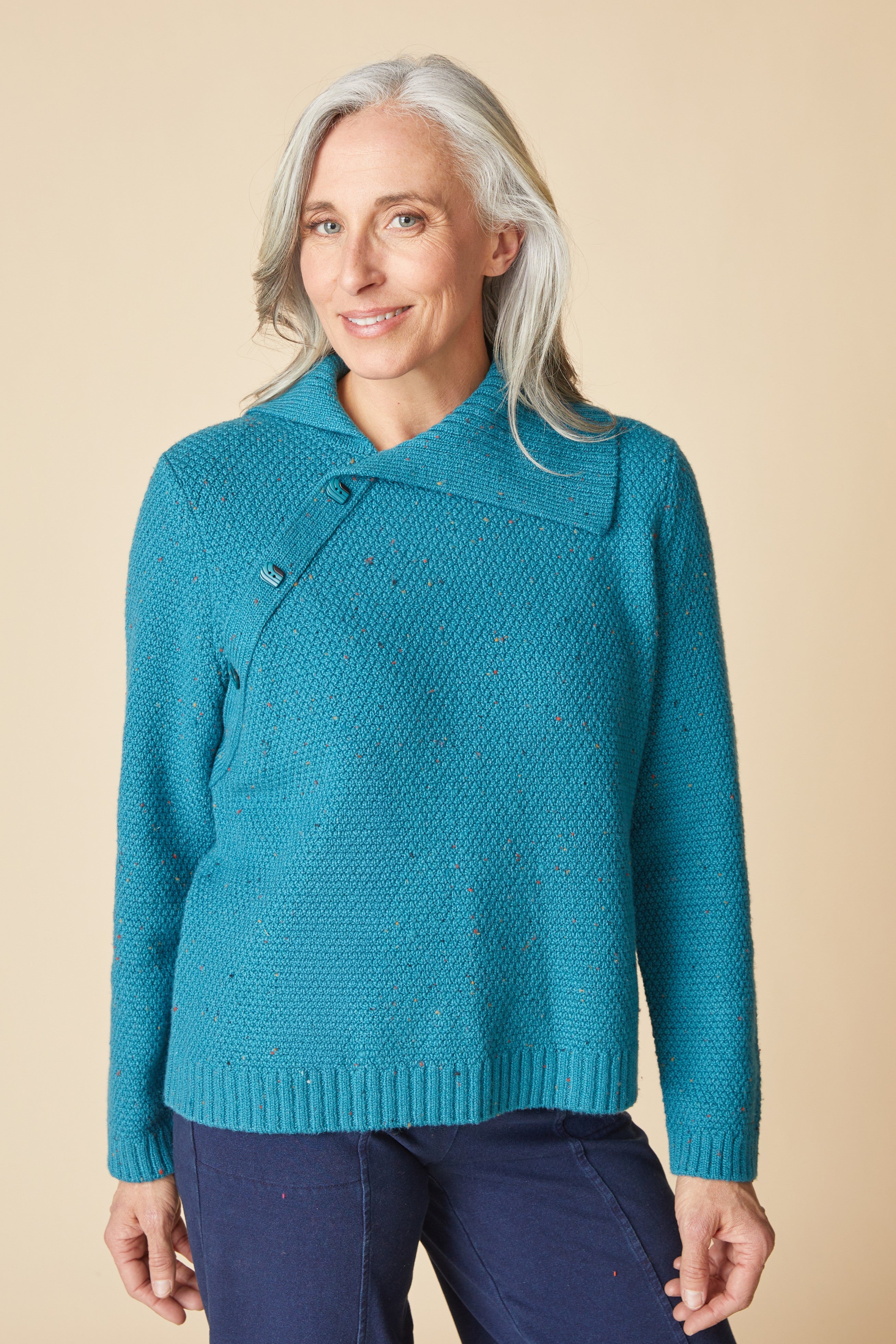 Harvest Tweed Aspen Pullover - Teal