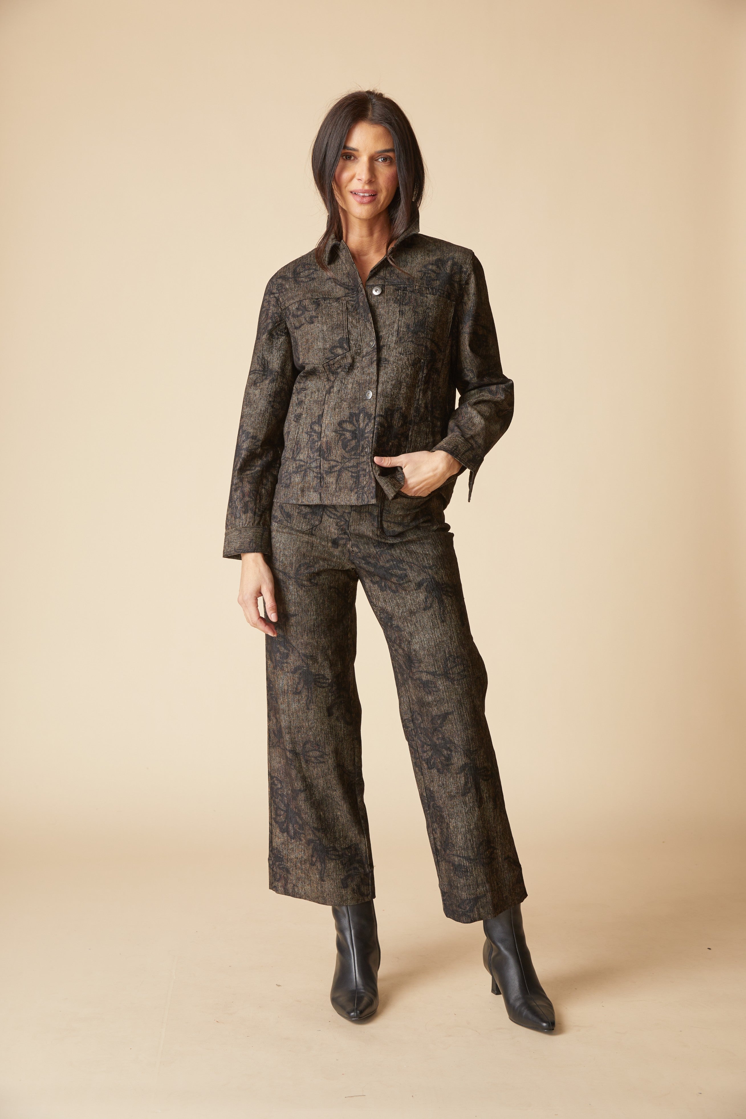 Luxe Cord Boyfriend Jacket - Umber
