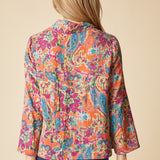 Destination Unknown Floral Drape Collar Top - Burnt Sienna